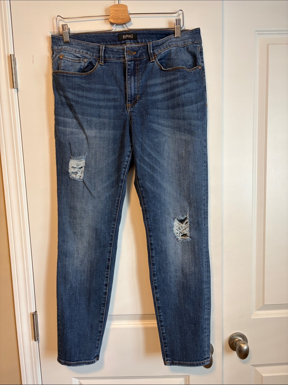 Buffalo David Bitton Women's Dark Blue Distressed Boyfriend Jeans